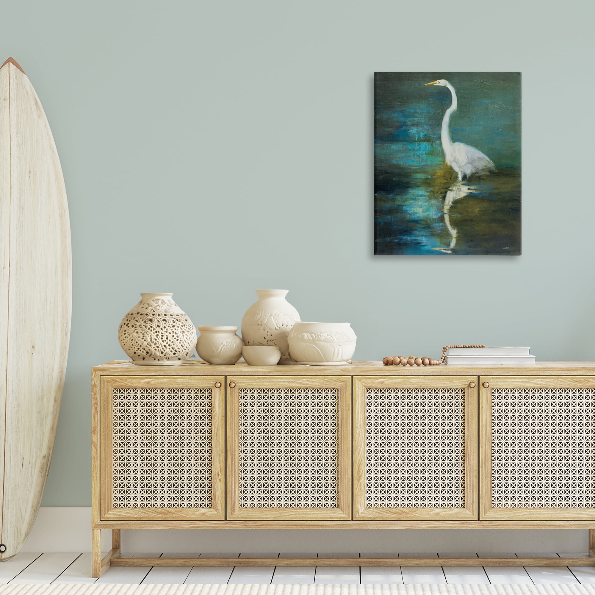 Stupell Industries Nautical Bird Lake Reflection Animals & Insects Painting Gallery Wrapped Canvas Art Print Wall Art, 24 x 30