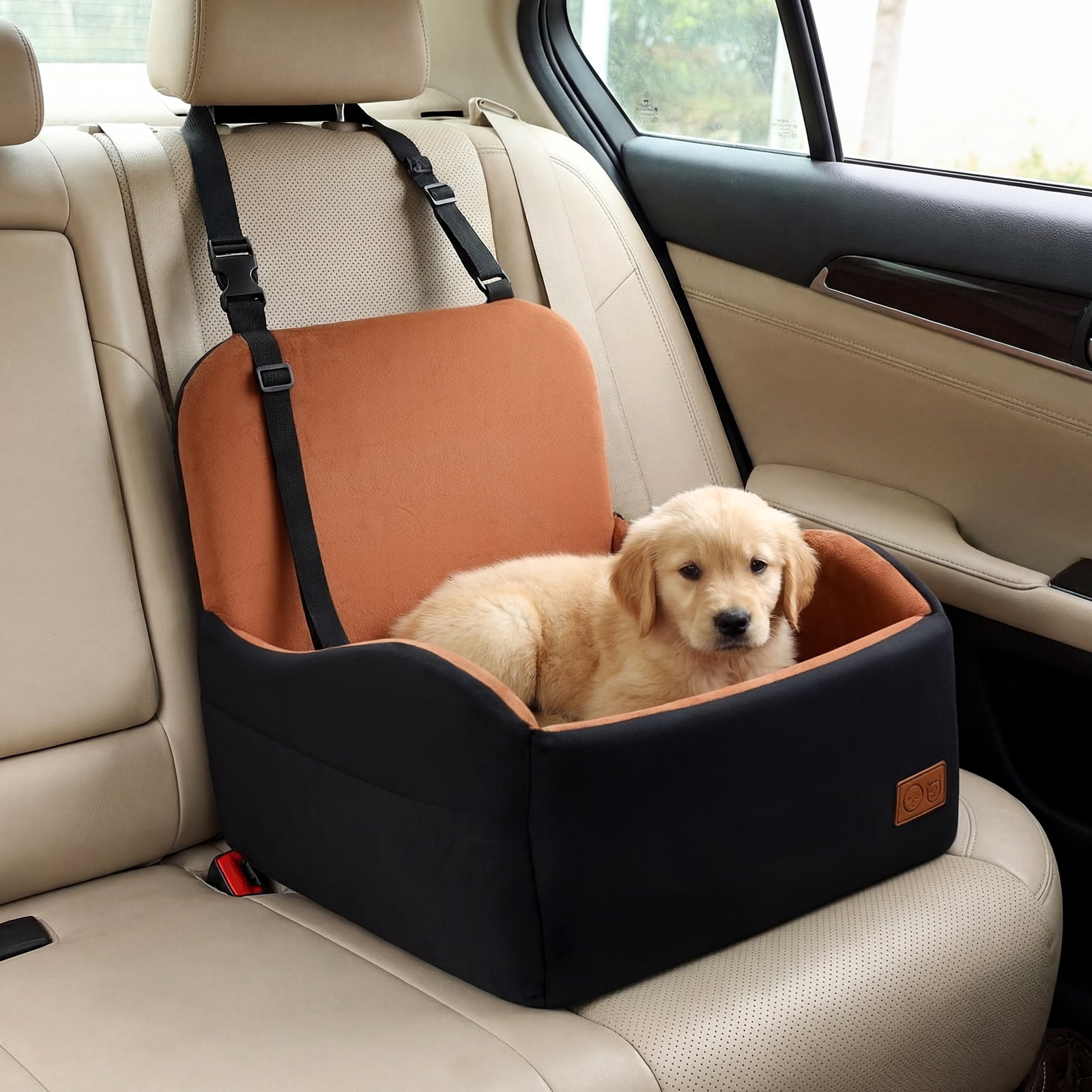 Gymax Dog Booster Car Seat for S/M DogsDetachable Elevated Pet Seat Fits Front & Back