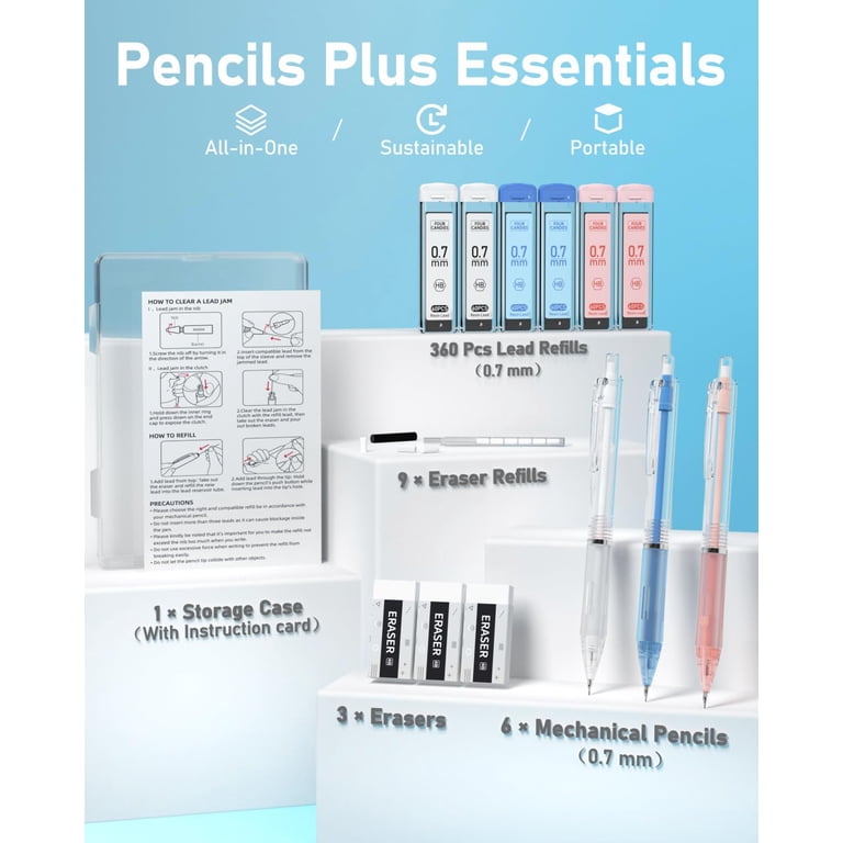 Four Candies Mechanical Pencils Set, 0.7mm with 360 Lead Refills photo 2
