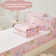 thumbnail image 6 of ZRNBAST Zipper Bedding Set for Girls, 3Pcs Pink Hearts Rainbow Twin Size Comforter with Fitted Sheet & Pillowcases, All-in-One Zipper Bed Set for Kids Room(Pink,Twin), 6 of 11