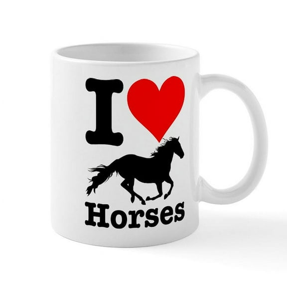 CafePress - I Heart Horses Mug - 11 oz Ceramic Mug - Novelty Coffee Tea Cup