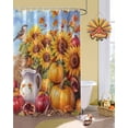 thumbnail image 3 of Fall Shower Curtain Sunflower Pumpkin Bathroom Curtains with Hooks, Waterproof Fabric Haystack Berry Fruit Bird Thanksgiving Bath Shower Curtains Set for Bathroom Bathtubs Decor 36x72 Inch, 3 of 7