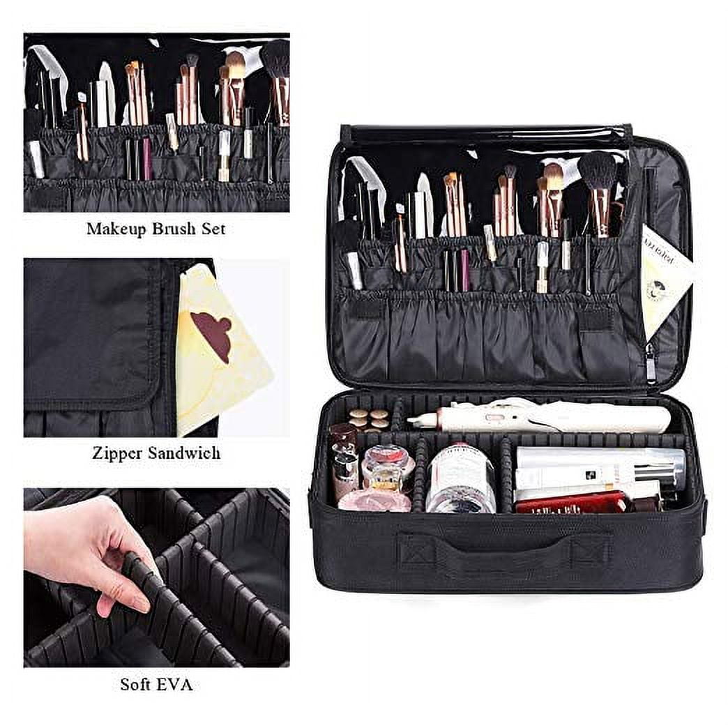 Handcuffs Professional Cosmetic Makeup Kit Storage Organizer Travel Bag  with Adjustable Compartment