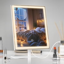 Vanity Mirror with Lights, Makeup Mirror with Lights, 3 Color Lighting, Dimmable Brightness, Detachable 10X Magnification, 13.5" H x 10" W Tabletop Lighted Make Up Mirror with Lighting, White