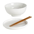 thumbnail image 5 of Infuse 8 Piece Ceramic Ramen Bowl Set with Chopsticks and Trivets/Lids, White, 5 of 5