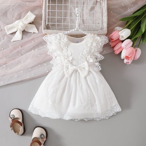 HOWPAY Dresses for Girls Sleeveless A-Line Flowy Tutu Birthday Party Dresses Solid Color Loose Fit Lightweight Summer Casual Sundress White