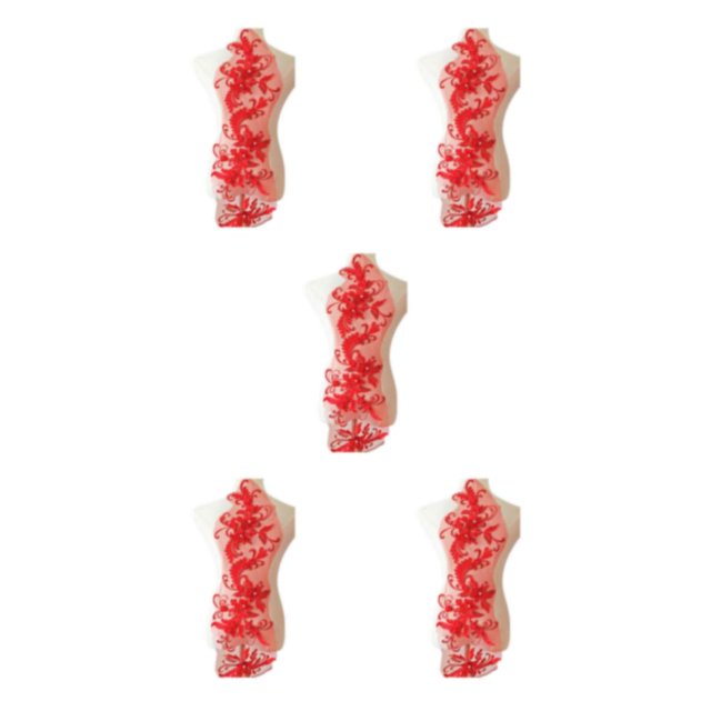 Baohd Robe en Dentelle Époustouflante Patch Applique pour Vêtements à la Mode Robe de Mariage Élégante et à la Mode Unique Rouge 5ensemble