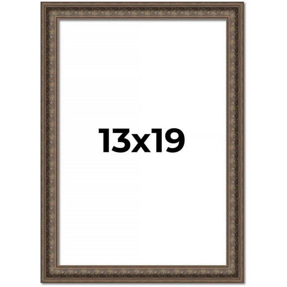 13x19 Ornate Brown Real Wood Picture Frame Width 1.5 Inches | Interior Frame Depth 0.5 Inches |