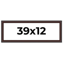 39x12 Frame Brown Round Mahogany Solid Wood Picture Frame | 1.625 Inch Moulding Width | with UV