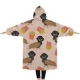 thumbnail image 2 of Oversized Wearable Blanket Hoodie,Dachshund Hotdog Fries Sherpa Blanket Hoodie with Super Pockets,Super Warm Fuzzy Pullover for Women & Men, 2 of 6