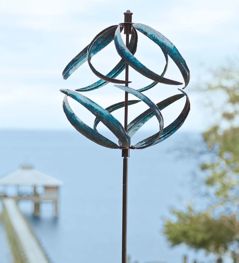 Wind & Weather Metallic Blue Wind Spinner for Gardens by Problem Solvers