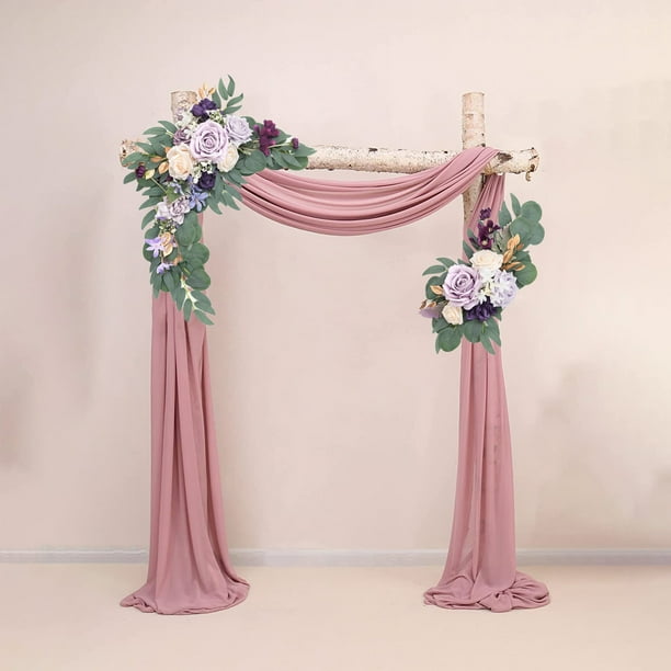 Paquete de 2 - Letrero de Bienvenida con Flores Artificiales de Simulación - Decoración, Morado MNFD