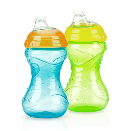 Nuby 10oz Clik-It Cup with Silicone Spout 2 Pack, Neutral Assortment