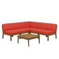 thumbnail image 3 of Christopher Knight Home 6-Piece Acacia Wood Outdoor Sectional Sofa Set with Patio Coffee Table, Red Cushion, 3 of 12