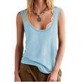 thumbnail image 4 of Summer Sleeveless Solid Color Women Scoop Neck Casual Tank Tops Camisole, 4 of 7