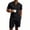 Black, variant on Mens Linen Henley Matching Short Set, Relaxed Fit Short Sleeve Henley Shirt & Comfortable Elastic Waist Shorts for Daily Wear Army Green XL