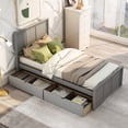 thumbnail image 2 of Twin Size Platform Bed With 2 Gray Storage Drawers And Wheels, Solid Wood & Built Under Rolling Construction, 2 of 2
