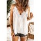 thumbnail image 2 of ABPHQTO Top de tirantes con cuello en V y volantes de empalme de encaje blanco para mujer, 2 of 5