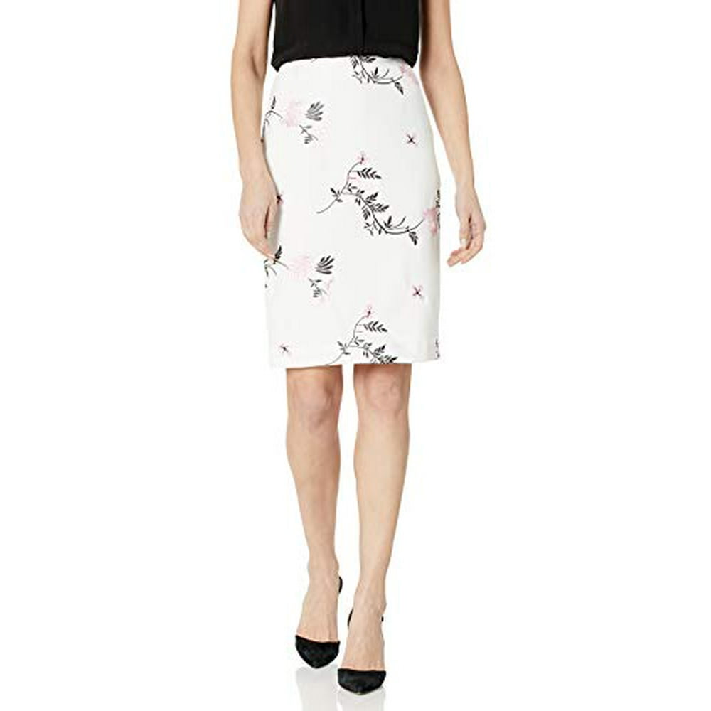 Kasper Kasper Women'S Emboridered Floral Scuba Crepe Slim Skirt, Tutu