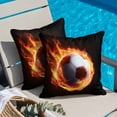 thumbnail image 4 of Flame Soccer Throw Pillow Cover Sports Black Background Abstract Art Cotton Linen Cushion Cover Throw Pillow Case with Invisible Zipper for Couch Sofa Bed Chair Car 24x24 Inch, 4 of 9