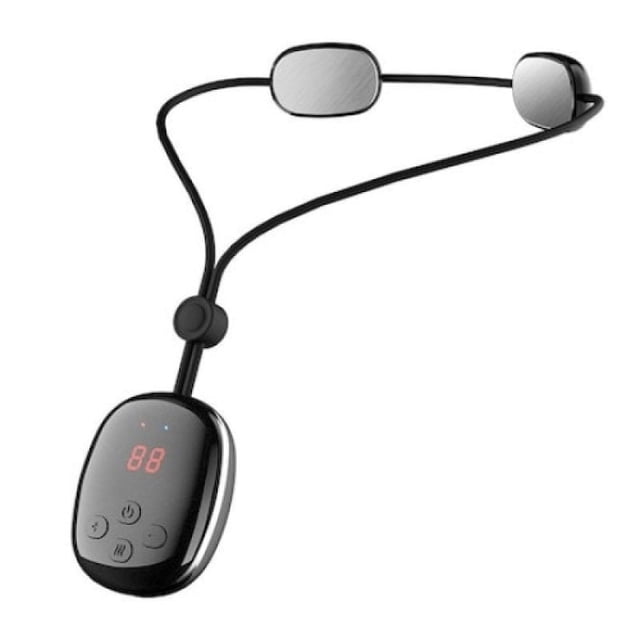 EMS TENS Neck Massager with Heat Therapy, Portable Pendant Style, Black
