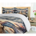 thumbnail image 5 of Ambesonne Lake Duvet Cover Set, Sunset Mountains Pier Paisley, King, Slate Blue and Peach, 5 of 6