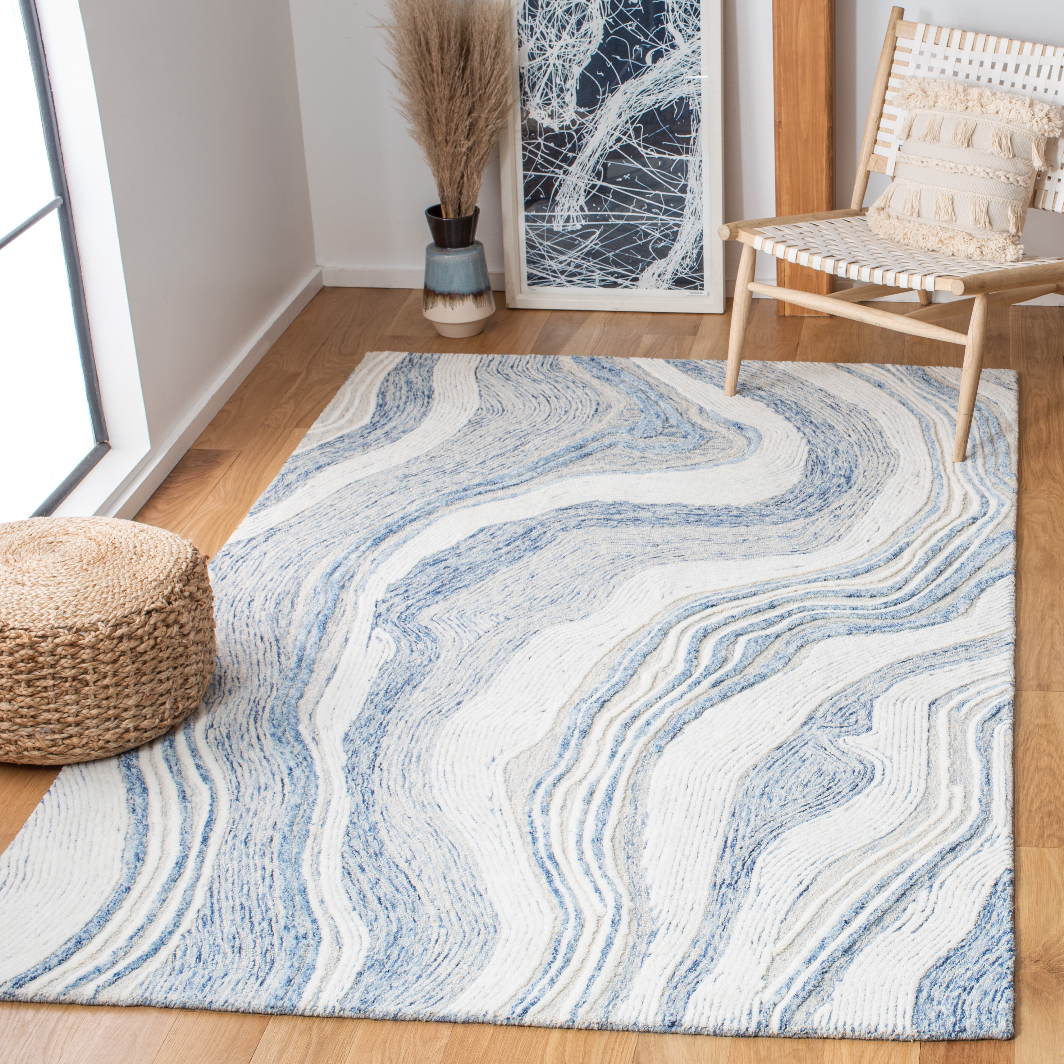 SAFAVIEH Fifth Avenue Deangelo Abstract Area Rug, Blue/Ivory, 6' x 6' Square