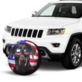 thumbnail image 2 of KAKALAD American Flag Black Lab Labrador Dog 02 Spare Tire Cover Universal Vehicle Accessories Buckle Car Tools 16”in, 2 of 6
