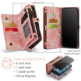 thumbnail image 7 of Samsung Galaxy S24+ Leather Detachable Wallet Zipper Case with 8 Card Slots Holder Magnetic case for Samsung Galaxy S24+ Flip Wallet Handle Wrist Strap Shockproof Pocket Handbag,
Pink, 7 of 7