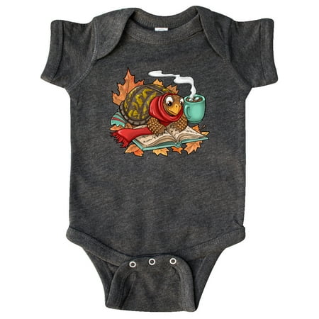 

Inktastic Autumn Turtle in Leaves with Scarf Book and Cocoa Gift Baby Boy or Baby Girl Bodysuit