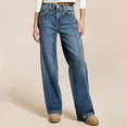 thumbnail image 2 of Ladies' Retro High Waist Straight-Leg Jeans - Classic Denim Pants, Blue Size L, 2 of 6
