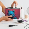 thumbnail image 6 of Toiletry Bag, Neon Cyberpunk Blue Bear Leather Waterproof Travel Makeup Cosmetic Bag Organizer, Large Capacity Toiletry Bag for Travel Size Toiletries, Skin Care Bag for Women, 6 of 8