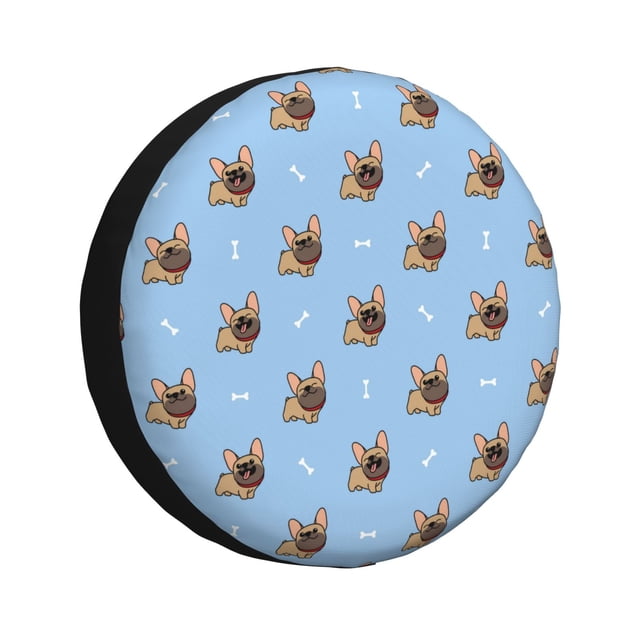 Fotbe Brown French Bulldog Funda de Llanta de Repuesto con Estampado, Engrosada, Ajuste Universal para Jeep, Remolque, RV, SUV, Camión-15 inch