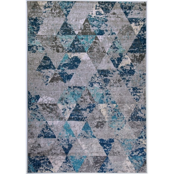 Ladole Rugs Turquoise Grey Blue Triangles Indoor Rug Mat Carpet Runner for Living Bed room Entry way Patio Small Medium Large Non Slip Skid Size 3x5. 4x6, 5 x 8, 7 x 10, 9 by 12, 11 feet ft