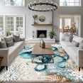 thumbnail image 3 of 6'x9' Area Rugs, Coastal Octopus Indoor Outdoor Area Rug for Living Room Bedroom, Nautical Botanical Starfish Washable Bathroom Rugs Kitchen Floor Carpet Mats Home Decor Aesthetic, 3 of 8