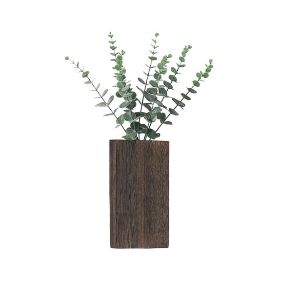 Wood Wall Planter Vase with Artificial Eucalyptus Farmhouse Wall Hanging Decor Pocket Planter for Indoor Greenery, Living Room Bedroom Kitchen Home Office Decoration