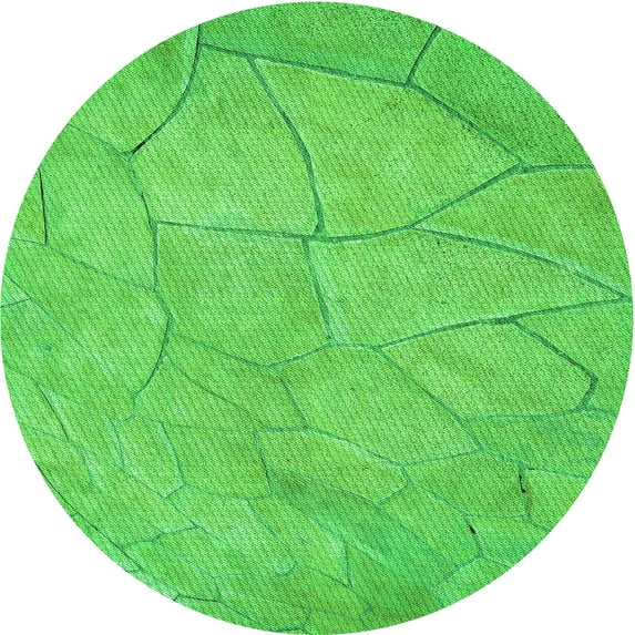 Ahgly Company Machine Washable Indoor Round Transitional Neon Green Area Rugs, 5' Round