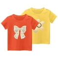 thumbnail image 1 of Odeerbi 2 Paquetes de Camisetas de Algodón de Niñas 2-11 Años Linda Impresión de Flores de Arco Camisetas de Manga Corta Tops de Verano Suaves Y Informales, 1 of 4