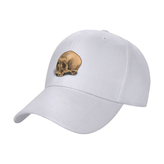 TEQUAN Peaked Cap Mysterious Gothic Skull Shadow Adult Unisex Adjustable Curved Brim Baseball Cap Hat, White
