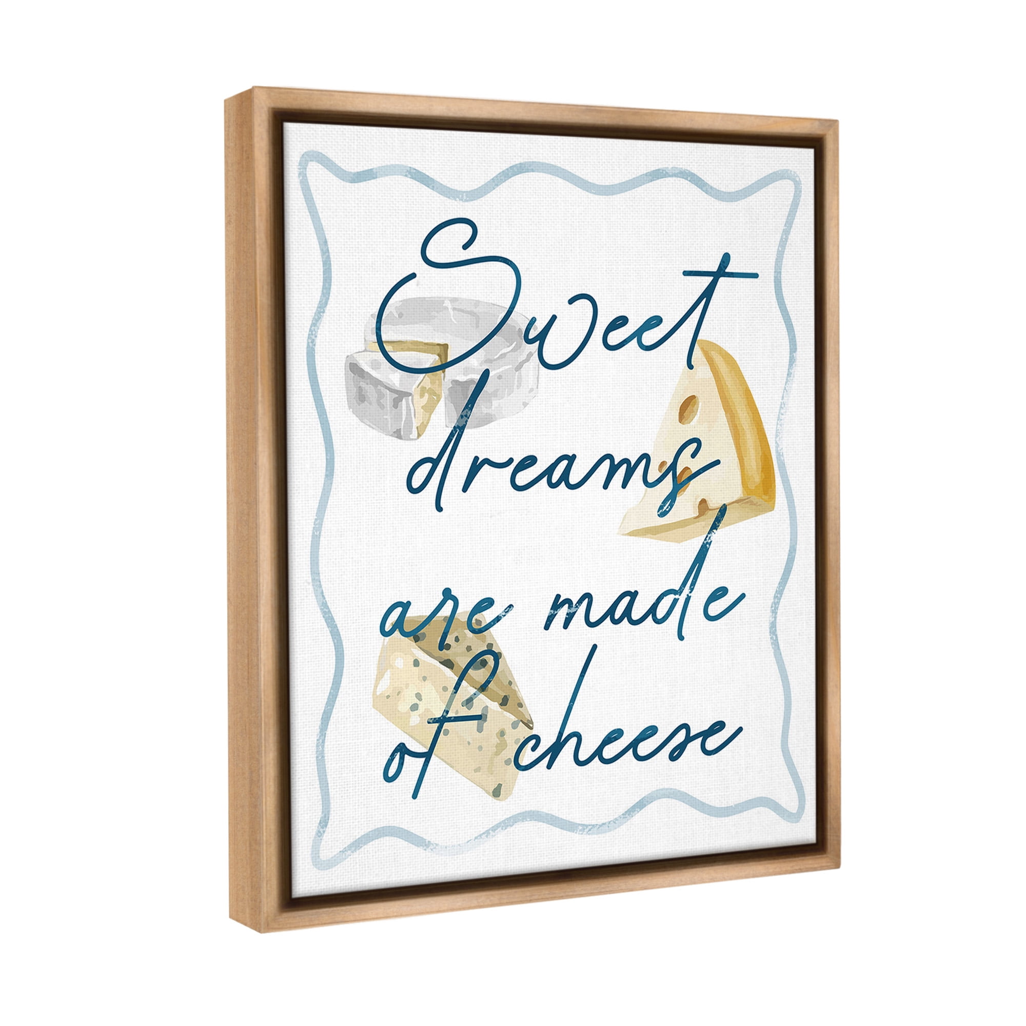 Stupell Industries Dreams Of Cheese Food & Beverage Painting Brown Floater Framed Canvas Art Print Wall Art, 17 x 21
