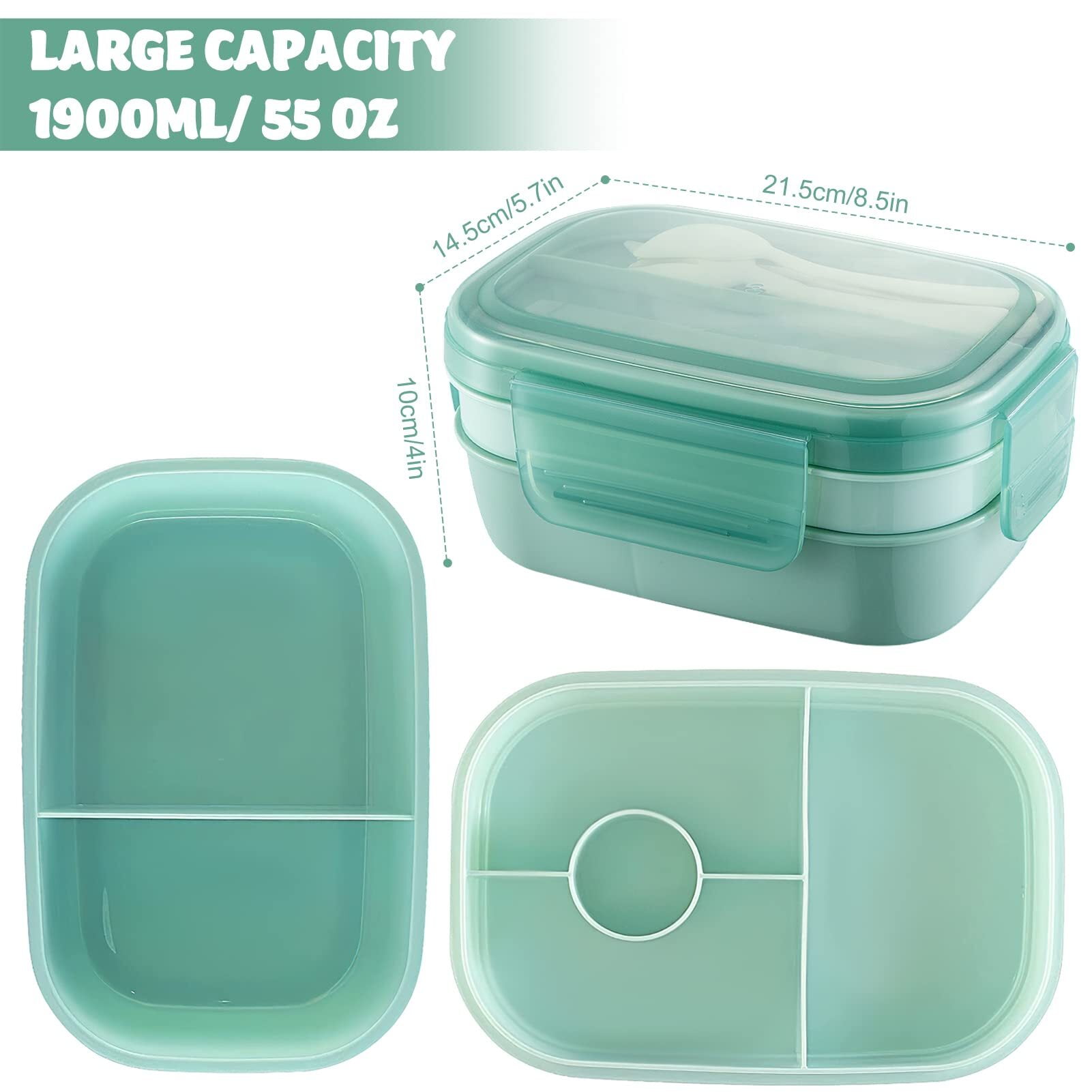 LEITAO 29 Packs Bento Box Kids Adult Lunch Box Container, 1900ML 3 Layer  Stackable Lunch Box for Adults/Kids, Multiple Compartments Bento Box With  Built-in Utensil Set, DIY Accessories, Bags (Black) - Yahoo