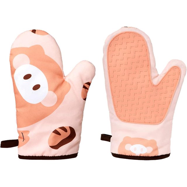 1 par de guantes de horno de silicona resistente al calor guantes de horno Bbq guantes para cocinar a la parrilla (rosa) Feliz Sencillez