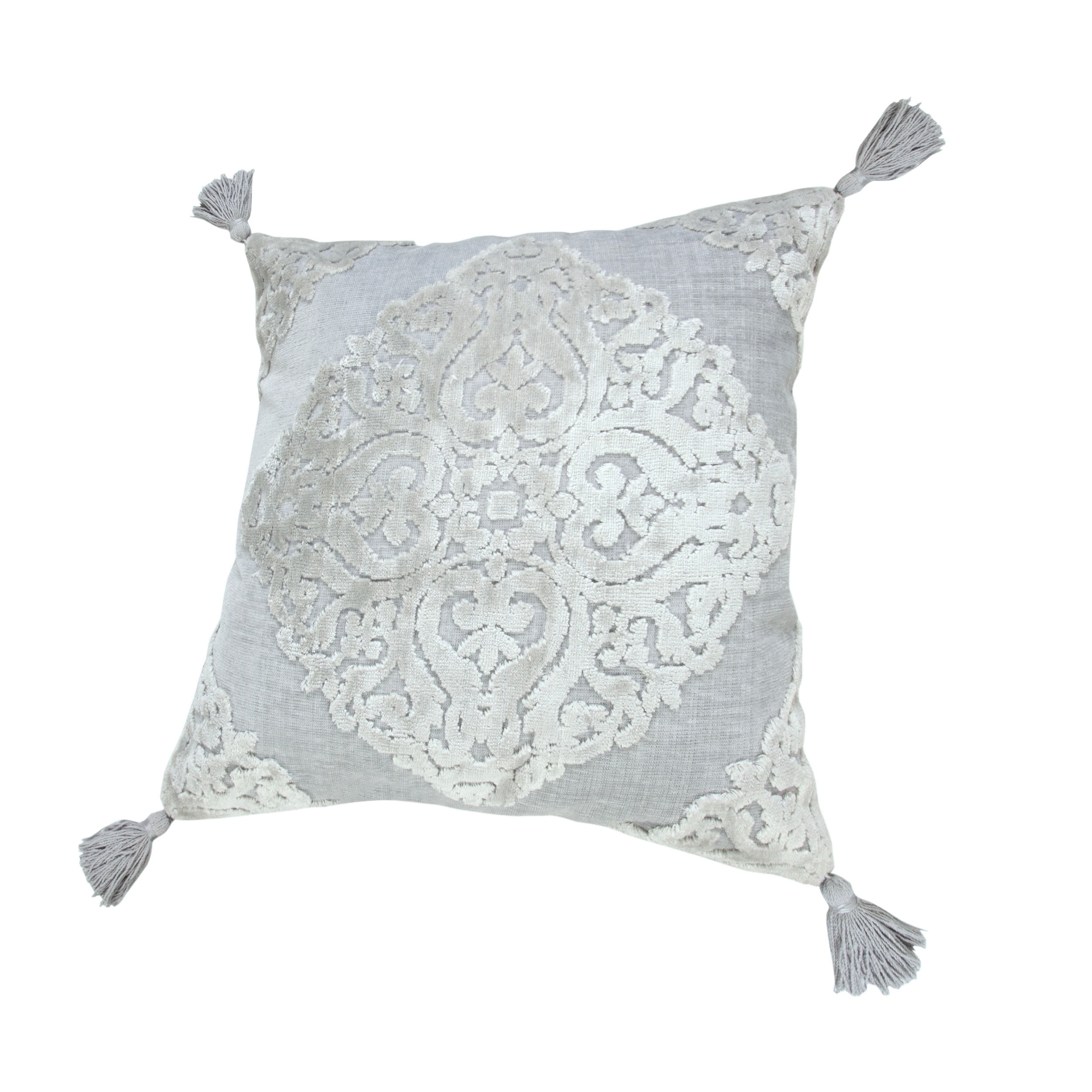 Harlow Hill Beau 20" x 20" Silver/Gray Bordered Viscose Blend Adult Decorative Throw Pillow Cover