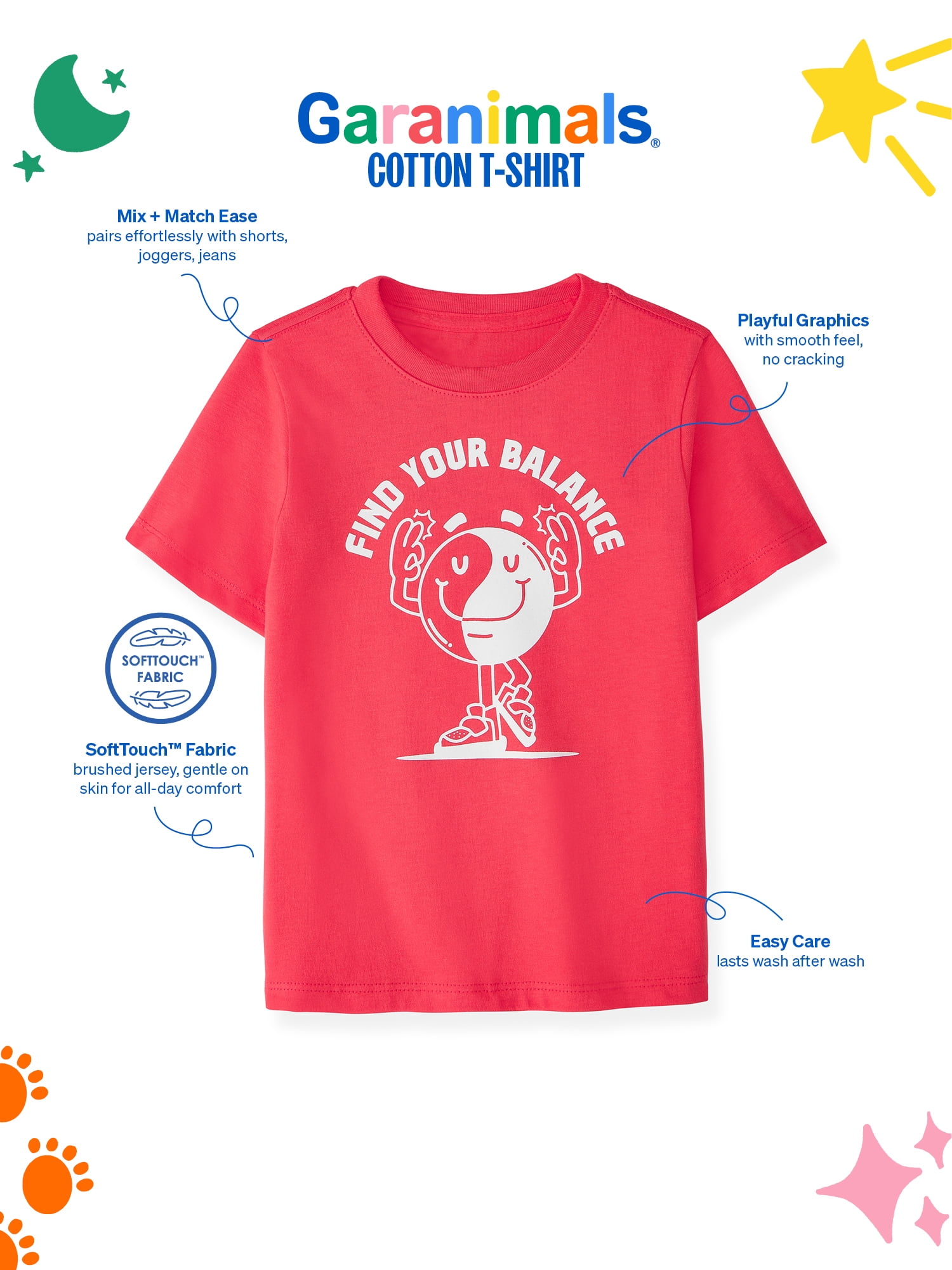 Garanimals Newborn, Baby & Toddler Boy Cotton Short-Sleeve Graphic T-Shirt, Sizes 0-6T