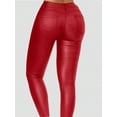thumbnail image 2 of Plus Size High Waist 2-Button Thermal Lined Thick PU Coated Skinny Leather Pants Women Bottoms, 2 of 5