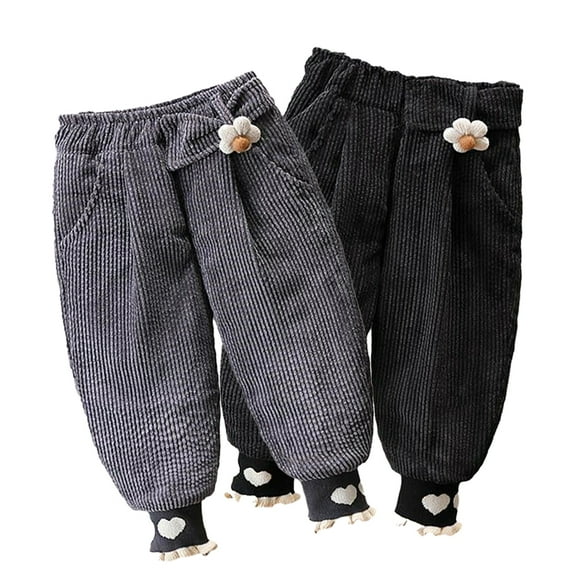 KYAIGUO Kids Toddler Girls Winter Sweatpants Fleece Pants Elastic Waist Joggers Pants Baby Solid Color Thick Warm Casual Pants Trouser for 3-13Years