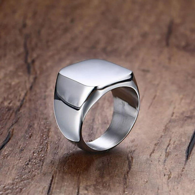 Mens titanium shop signet ring