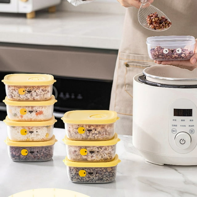 Reusable Food Storage Container, Cartoon Freezer Containers with Lids, Portable Plastic Meal Prep Storage Container Suitable for Home, Office Use, Microwave Heating Available