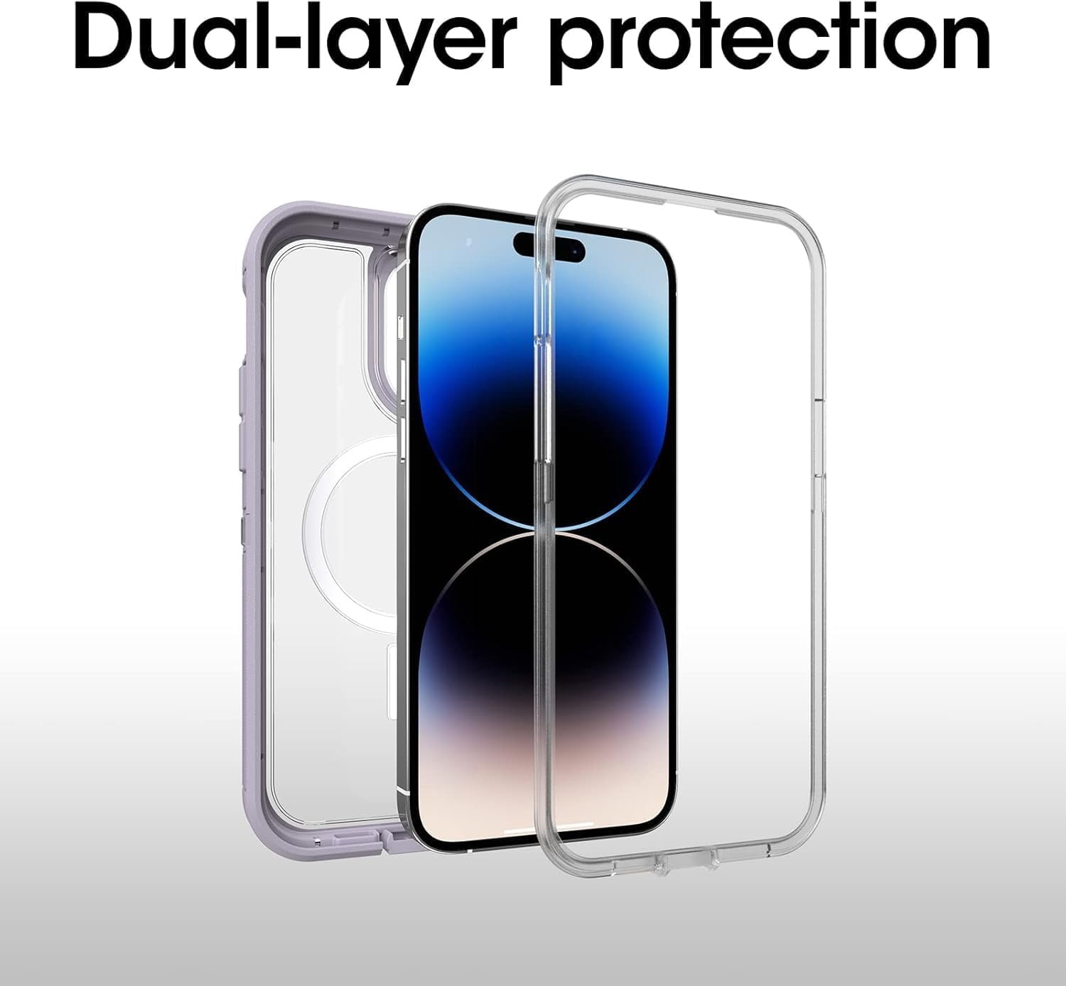 OtterBox iPhone 14 Pro (Only) - Defender Series XT Case - Lavender Sky (Purple/Clear) - Screenless - Rugged - Snaps to MagSafe - Lanyard Attachment - Non-Retail Packaging