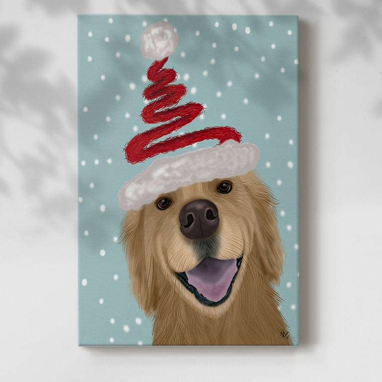 Christmas Golden Retriever and Spring Santa Hat Gallery Wrapped Canvas Walmart